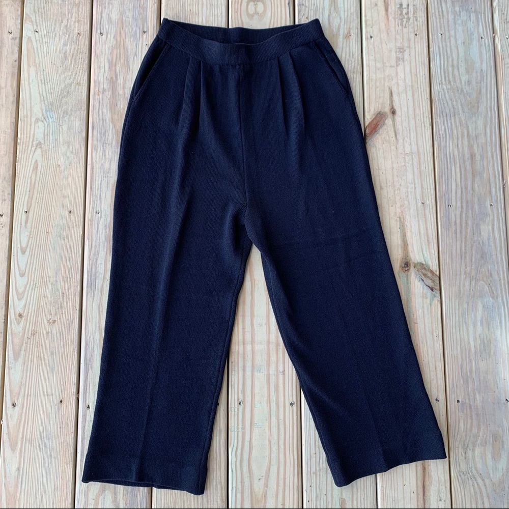 ST JOHN by Marie Gray Black Pull on Knit Pleated Trouser - Picture 1 of 7